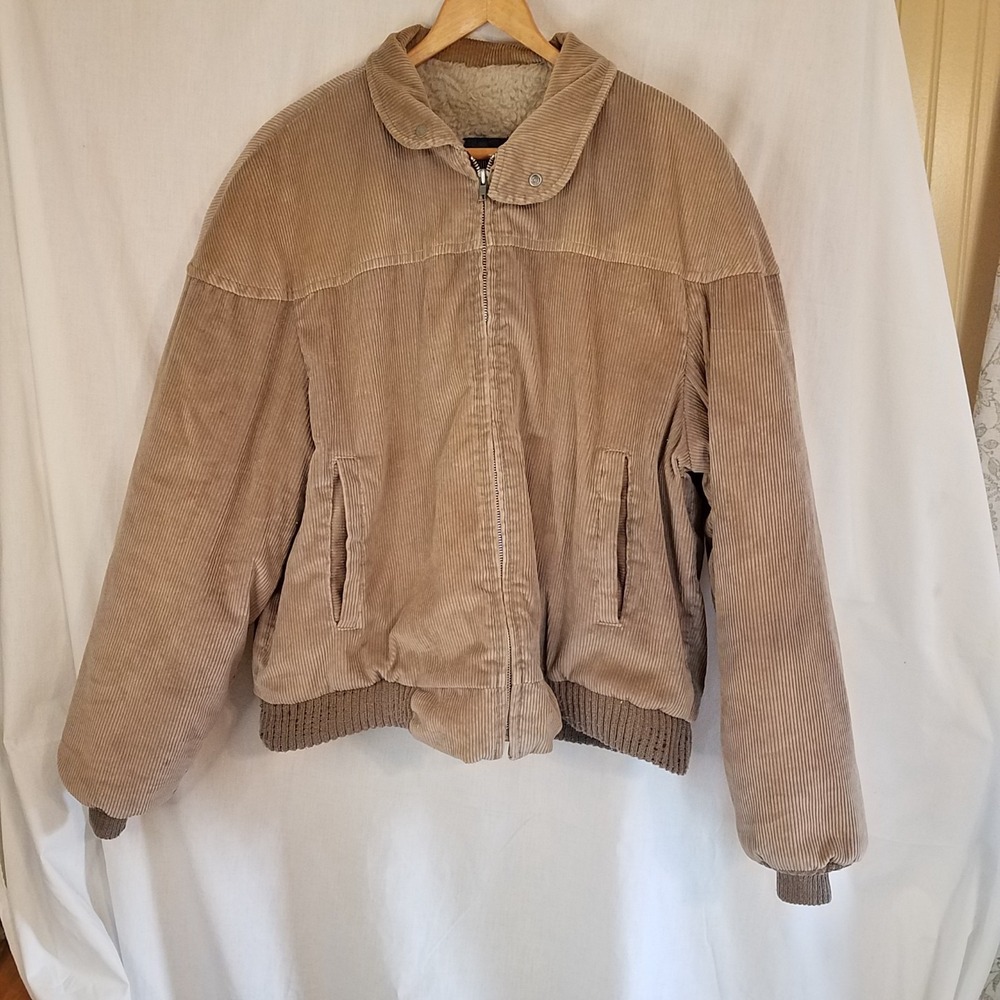 Manhattan Polo Club Corduroy‎ Jacket Mens L Sherpa Lined Bomber Made in USA Vtg